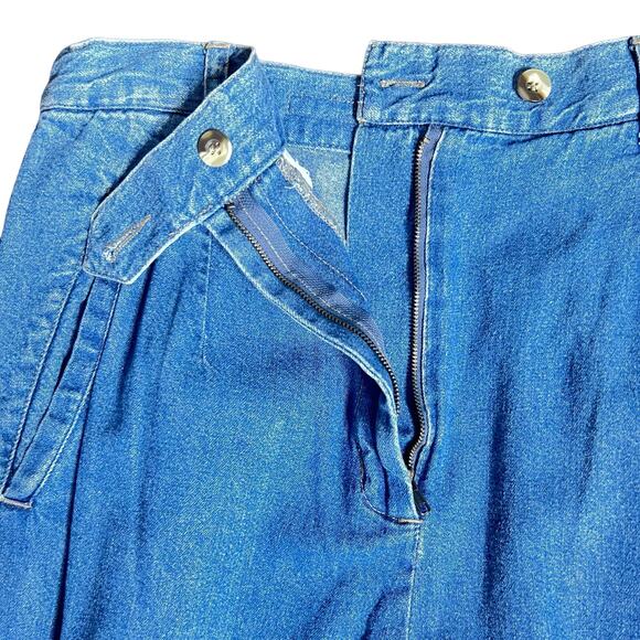 Vintage Woolrich Size Small Denim Midi Skirt Pockets Elastic Waist Western - Picture 4 of 9